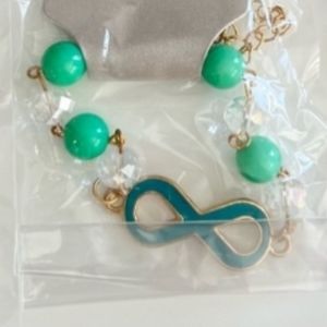 Infinity sign colorful*LT.GREEN bead & chain bracelet - osfm adjustable.